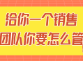 给你一个销售团队你要怎么管